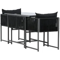 VCM Ebuy24 Noto Café-Set 1 Esstisch, 2 Stühle schwarz.