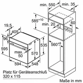 Bosch Backofen HBA534EB0 mit Gaskochfeld PNP6B6B90 - autark, 60cm -