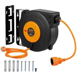 VEVOR Kabeltrommel Kabelaufroller Wandhalterung Verlängerungskabel 15m 1600W
