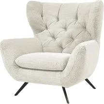 Candy Sessel 3C CANDY "Beatrice Ohrensessel mit Knopfheftung im Rücken", weiß, B:100cm H:106cm T:95cm, Samt-Optik (100% Polyester), Sessel, Sessel, bequemer Retro Solitärsessel auch in Cord und Fellimitat