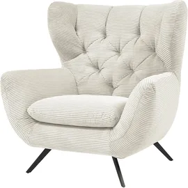 Candy Sessel 3C CANDY "Beatrice Ohrensessel mit Knopfheftung im Rücken", weiß, B:100cm H:106cm T:95cm, Samt-Optik (100% Polyester), Sessel, Sessel, bequemer Retro Solitärsessel auch in Cord und Fellimitat