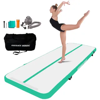 AirTrack Nordic Standard Airtrack Matte 3m - 8m mit Luftpumpe, Turnmatte Aufblasbar, Am Besten für Gymnastik, Yoga - Langlebig & Einfach zu Transportieren Matte Sport, Gymnastikmatte (4, minze)