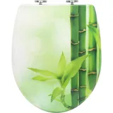 Woltu Toilettendeckel mit Absenkautomatik Klodeckel WC Sitz Klobrille mit Quick Release Funktion Duroplast Oval einfache Montage Grüner Bambus