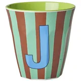 Rice Melamin Buchstabenbecher gestreift, J, grün