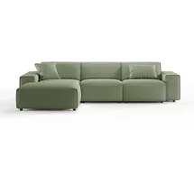 KAWOLA Sofa RANI Ecksofa Cord olivgrün Recamiere links