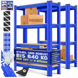 Masko MASKO® 2er-Set Lagerregal Schwerlastregal, Kellerregal , bis 875 kg belastbar, 5 verstellbare Ablagen, MDF-Platten Regal aus Metall, Steckregal, Werkstattregal, Keller, Garage