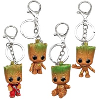 Schlüsselanhänger, Baby Groot Schlüsselanhänger, 4 Stück Guardians of The Galaxy Baby Groot Keychain, Action-Figur aus dem Filmklassiker, Schlüsselbund für Damen und Herren, Geburtstagsgeschenke
