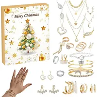 SWEETBIUTI Schmuck Adventskalender 2024 Gold Silber Schmuck Adventskalender umfasst Ohrringe, Halsketten 24 Tage Weihnachten Countdown Adventskalender für Kinder, Erwachsene