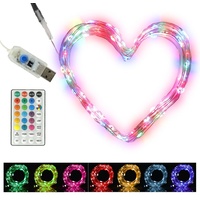 LED Mini Lichterkette Bunt Deko Basteln Farbwechsel USB Fernbedienung Farben