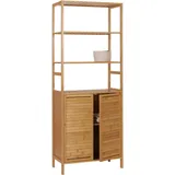 Mendler Hochschrank HWC-B18, Badschrank Badregal Schrank Regal, 2 T√oren 4 Regalb√∂den Bambus MDF 168x64x33cm