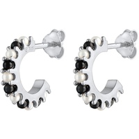 Elli Creolen black-white synthetische Perlen 925 Silber Ohrringe Damen