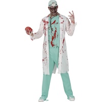 Fiestas GUiRCA Zombie Doktor, Blutiger Arzt, Teufels Chirurg Herren Kostüm Gr. L 52-54 inkl. Kittel, grüne Arzt Uniform – Karneval/Fasching, Halloween