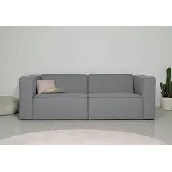 3-Sitzer ANDAS "Dalby", grau (light grau), B:228cm H:73cm T:93cm, 100% PES, Sofas, extra tiefe Sitzfläche, mit Kedernaht, angenehmer Sitzkomfort