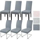 Alishomtll Stuhlhussen 6er Set Stuhlbezug Jacquard Hussen für Stühle Elastische Stuhlhussen Schwingstühle Abnehmbarer Esszimmer Stuhlbezüge Freischwinger für Küche Restaurant Hotel Bankett (Grau)