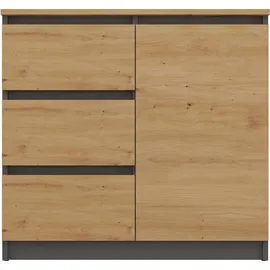 Top e shop Topeshop 1D3S ANT/ART BA KPL, Anthrazit, Eiche, 3 Schublade(n), Partikelbord, Modern - Grau/Braun