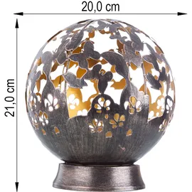 Nino Leuchten Solarleuchte Solarlampen für Außen Balkon Deko Gartendeko Metall Outdoor, Schmetterling Blumen Design, schwarz, led, DxH 20 x 22,5 cm, 2er Set