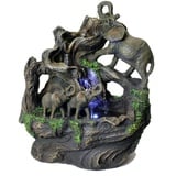 Arnusa Zimmerbrunnen Springbrunnen Elefant BK805, Tischbrunnen mit LED Beleuchtung beige|braun