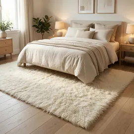 Pergamon Flokatiteppich 70 x 140 cm Weiß