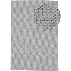 Wollteppich CARPETFINE "Sina", grau, B:240cm H:14mm L:340cm, Wolle, Teppiche, Handweb Teppich, reine Wolle, meliert, handgewebt, weich & kuschelig