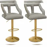 Costway Barhocker 63-85 cm Samt Grau