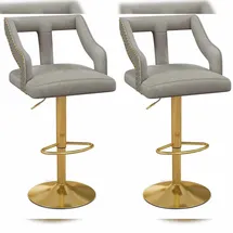 Costway Barhocker 63-85 cm Samt Grau