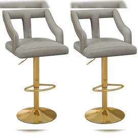 Costway Barhocker 63-85 cm Samt Grau