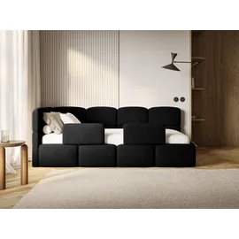 Selsey Cloudy – Kinderbett 120x200, Kopfteil links, Matratze & Bettkasten, Samt Schwarz