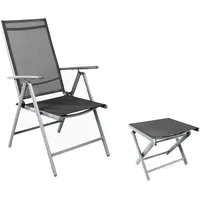 Mojawo Hochlehner Klappstuhl + Klapphocker Fußhocker Aluminium Textilen