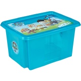 keeeper Paw Patrol Aufbewahrungsbox mit Deckel, Dreh- und stapelbar, Für Kinder, 15 l, Karolina, Fresh Blue Transparent