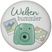 Speecheese Kamera Magnet rund mit Spruch Weltenbummler - Kawaii