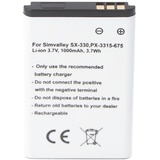 AccuCell Akku passend für Simvalley SX-330, PX-3315-675, Li-Ion, 3,7V, 1000mAh, 3,7Wh