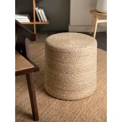 Pouf HANSE HOME "Jutta, Jute", beige (naturgold), B:40cm H:40cm, Obermaterial: 100% Jute, Poufs, Jute, Natur, Wohnzimmer, Esszimmer, Schlafzimmer, Flur, Modern, Boho