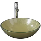 vidaXL Badezimmer Waschbecken mit Wasserhahn und Ablaufgarnitur Gold