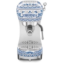 SMEG ECF02DGBEU Dolce & Gabbana Blu Mediterraneo, Espresso-Kaffeemaschine, Siebträger, 15 bar, Thermoblock-Heizsystem