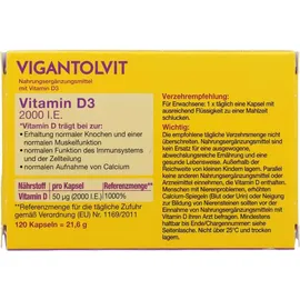 Procter & Gamble Vigantolvit 2000 I.E. Vitamin D3 Kapseln 120 St.
