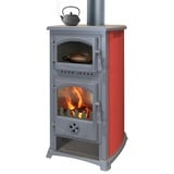 Kaminofen mit Backfach und Herdplatte Cucina bordeaux - 9,7kW