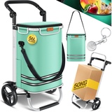 KESSER KESSER® Einkaufstrolley klappbar mit 56L Kapazität und belastbar bis 50kg 3in1 Trolley Sackkarre & Umhängetasche Faltbarer Einkaufswagen inkl. Kühlfach & Einkaufschip Treppensteiger