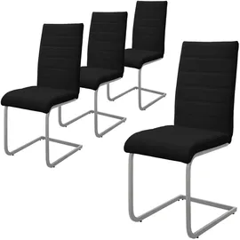 ML-Design Esszimmerstühle 4er Set Schwarz Schwingstuhl Freischwinger mit hoher Rückenlehne Kunstleder