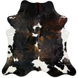 Hide & Haus Kuhfell Teppich Normandier Dreifarbig Dunkel XL (240 x 220 cm) inkl. 4 Kuhfell-Untersetzer - echtes Rinderfell