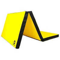 JEFlex - Gelb Schwarze klappbare Weichbodenmatte & Turnmatte 210 x 100 x 8 cm MADE IN GERMANY/faltbare Gymnastikmatte/platzsparende Fitnessmatte & faltbare Yogamatte/Sportmatte fürs Kinderzimmer