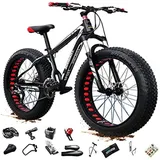 Mountainbike, 26 Zoll Mountainbike MTB Fatbike Erwachsene, Fat Tire Mountain Trail Bike, 27/30 Speed ​​Bike, Double Full Suspension, Double Disc Brake,YUYANAIAI