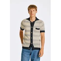 Strickpullover LINDBERGH, Herren, Gr. S, weiß (pearl weiß), Strick, Obermaterial: 100% Baumwolle, Zopfmuster, casual, regular fit taillenbedeckt, Kurzarm Rippbündchen, Pullover, mit strukturiertem Zopfmuster