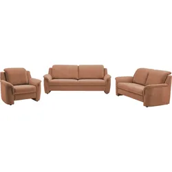 Polstergarnitur VILLA BECK "Garda", orange (10 kupfer), Flachgewebe, Kopfteilverstellung, Sitzmöbel-Sets, Kopfteilverstellung, besteht aus 2,5-Sitzer, 2-Sitzer und Sessel