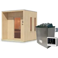 Karibu Design Saunahaus Arcadia Blackline - 73 mm naturbelassen
