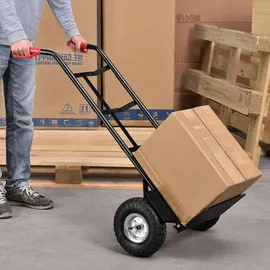 Juskys Sackkarre Basic in schwarz mit roten Griffen klappbar