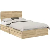 vidaXL Aufbewahrungsbett Sonoma-Eiche 120 x 200 cm Holzwerkstoff