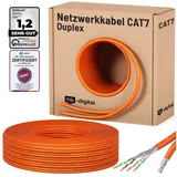 HB-Digital CAT 7 Kabel Duplex Netzwerkkabel CAT 7 S/FTP AWG23 LSZH orange