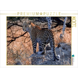 CALVENDO Puzzle CALVENDO Puzzle Junge Leopardin am frühen Morgen, Moremi Game Reserve 1000 Teile Lege-Größe 64 x 48 cm Foto-Puzzle Bild von Olaf Bruhn, 1000 Puzzleteile
