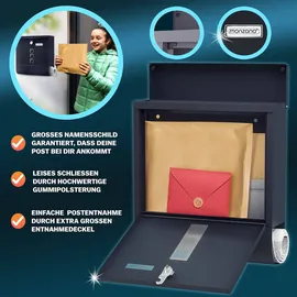 monzana Briefkasten schwarz inkl. Zeitungsfach