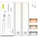 NXPUXP 2er-Pack LED-Schrankbeleuchtung,Küchen-LED-Leuchte mit Bewegungssensor,Schlanke Helle Schrankleuchte,Sensorleuchte für Kleiderschrank,Schlafzimmer,Keller(Silber 20 cm)